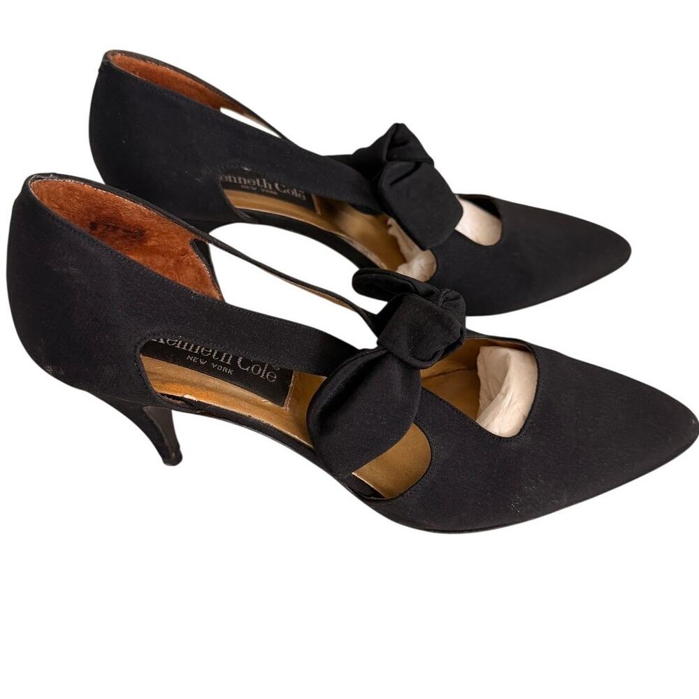 Vintage Kenneth Cole d'Orsay Black Kitten Heel Point Toe Size 9